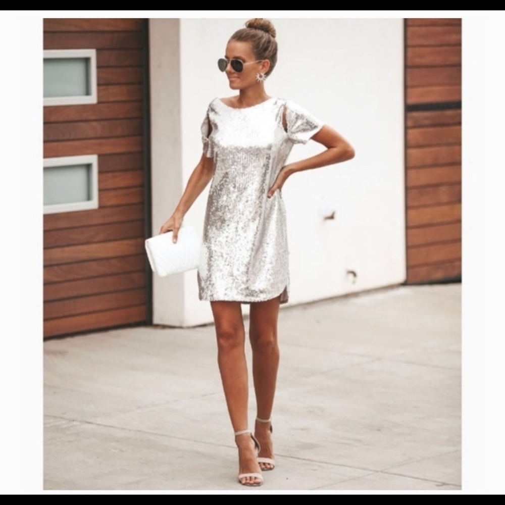 Vici Sparkling Silver Mini Dress